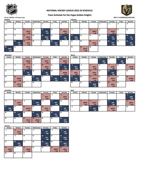 vgk 2022 2023 schedule